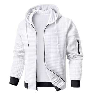 Waffle Người Đàn Ông Của Hoodies Áo Nỉ Chất Lượng Cao 100% Cotton Người Đàn Ông Của Thể Thao Giản Dị Áo Quá Khổ Đầy Đủ Zip Up Áo Người Đàn Ông - Product Image 5