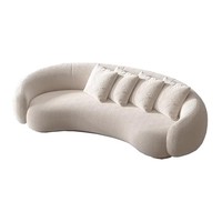 Ensemble de canapés d'angle en velours blanc pour salon moderne, canapé de détente combiné en forme de croissant incurvé de luxe