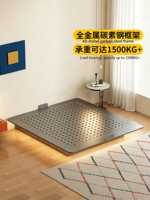 Lit moderne sans tête de lit en fer forgé avec grand espace de rangement, lit suspendu avec cadre en acier au carbone, idéal pour les petits appartements.