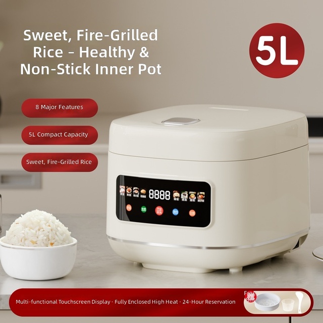 5L Large Capacity Smart Rice Cooker Multifunctional Household Non-Stick Inner Pot With Timing Preset Function