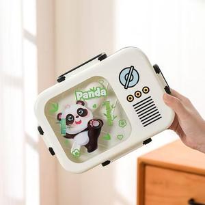 Boîte à lunch bento en acier inoxydable 304 grande capacité, forme de dessin animé, 2 compartiments, <span class=keywords><strong>avec</strong></span> pot à sauce, pour enfant, boîte scolaire - Product Image 2