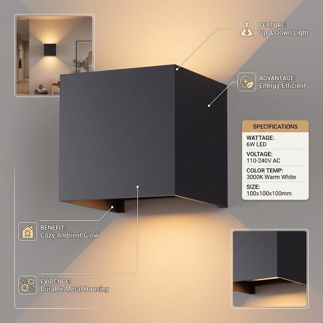 Up and Down Waterproof IP65 Cube  LED Wall Sconce Light Modern Waterproof Lights Waterproof 5w Wall Light Led Wall Lamp Outdoor