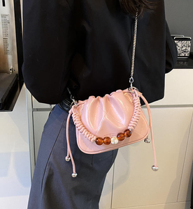 Bolso de lujo para mujer, de alta calidad, en PU, con cadena creativa tipo cubo, color caramelo. - Product Image 2