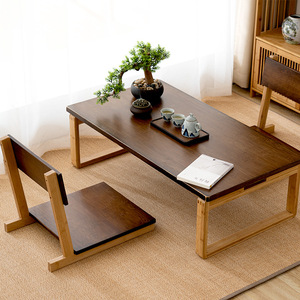 Tatami Chair With Backrest Solid Wood <b>Folding</b> Chair Japanese Style Living Room Chair Bedroom Seat - Product Image 4