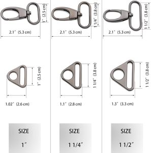 Lot de fermoirs mousquetons pivotants en métal avec anneaux triangulaires pour sacs à main et accessoires de couture, couleur or - Product Image 2
