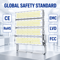 Projecteur LED 4 modules 1200W IP67 pour extérieur, éclairage commercial à mât haut, support réglable