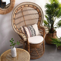 Fauteuil Paon en Rotin Naturel Véritable, Style Thaïlandais, en Teck Indonésien, Fauteuil Simple de Créateur pour Balcon Résidentiel