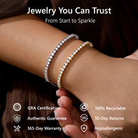 Bracciali Tennis in Moissanite Colore D VVS1 GRA 2.4 Carati, Gioiello Regalo per Matrimonio e Compleanno, Bracciale Regolabile Placcato Oro 14K per Donne