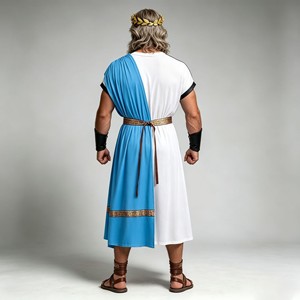 Costume da Toga Romana per Adulti, Abito da <span class=keywords><strong>Imperatore</strong></span> della Grecia Antica con Ghirlanda di Alloro, Outfit Completo per Feste di Halloween e Cosplay - Product Image 3