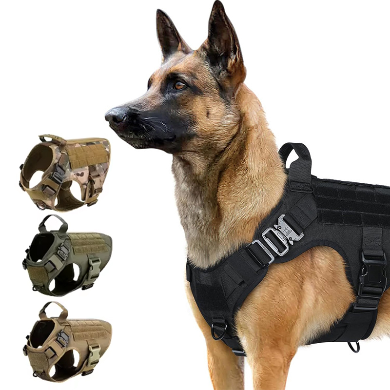 Тактический открытый мягкий удобный регулируемый дышащий laisse et harnais pour chien собачий поводок и упряжь набор