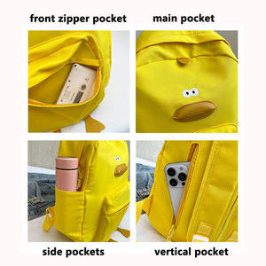 Mochila Escolar de Nailon con Cierre de Cremallera y Diseño de Pato de Dibujos Animados para Estudiantes Femeninas de Secundaria, Preparatoria y Universidad - Product Image 4