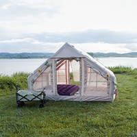 Luxe, all-season, warme, vochtbestendige, lichtgewicht, opblaasbare kampeertent (volledige set) voor buitenverblijven.