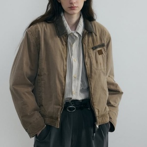 Nouvelle veste décontractée pour femme avec logo personnalisé, style cool, épaules tombantes, veste bomber, 100% coton, style hip-hop, veste cargo courte à fermeture éclair - Product Image 1