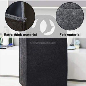 Cesto para Ropa Sucia de Fieltro de Poliéster con Asa Metálica y Tapa, Diseño Moderno Plegable y Apilable, Ecológico para Baño - Product Image 2