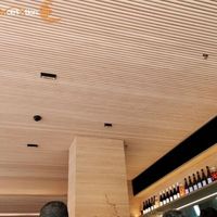 Panel de Techo de Rejilla de Madera, Decoración de Techo Falso Suspendido de Aluminio Metálico Lineal