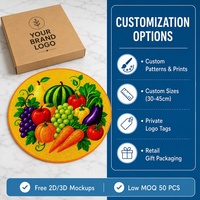 Set de table rond en perles de verre imprimées sur mesure, motif fruits et légumes jaunes, vente en gros