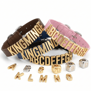 Abalorios <span class=keywords><strong>de</strong></span> letras en colores oro, plata, negro y acabado efecto metalizado para cadenas largas, cierres <span class=keywords><strong>de</strong></span> aleación, bolsos, carteras, correas para mascotas y correas <span class=keywords><strong>de</strong></span> hombro - Product Image 2