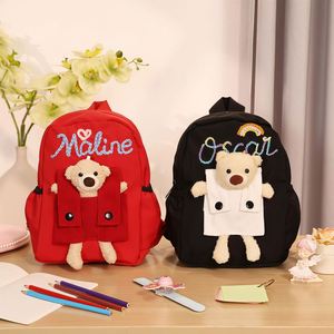 Custom Hand-woven Embroidered Bear <b>Backpack</b> Nylon Strap Polyester Lining Zipper Closure Interior Pocket Cute Kids <b>Toddler</b> - Product Image 3