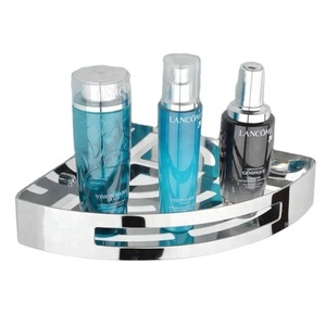 Estante esquinero de <span class=keywords><strong>baño</strong></span>, organizador de almacenamiento de champú pulido con <span class=keywords><strong>espejo</strong></span> de acero inoxidable de una sola capa, gran oferta - Product Image 1