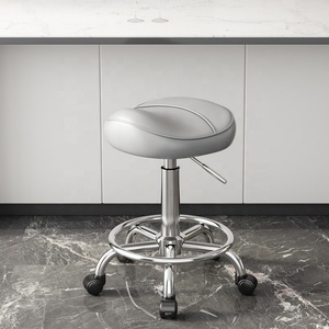 Mobile Adjustable Swivel <b>Bar</b> <b>Stool</b> with Backrest-Comfortable for Manicure Hairdressing Desk/Cash Register Use-Large Worker <b>Stool</b> - Product Image 2