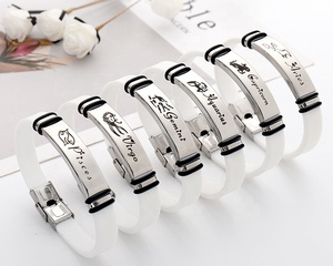 MECYLIFE 12 <span class=keywords><strong>Horoscope</strong></span> Bracelet en silicone Bracelet de couple unisexe en acier inoxydable Signes <span class=keywords><strong>du</strong></span> zodiaque Bracelets pour hommes femmes personnalisés - Product Image 1