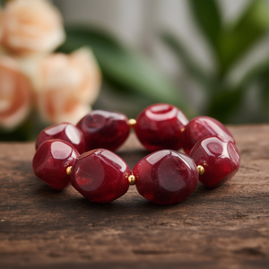 Fashion Beaded <b>Bracelet</b> <b>Red</b> Resin Gold Plated 316L Stainless Steel Sustainable Jewelry Women's Accessory - Product Image 3