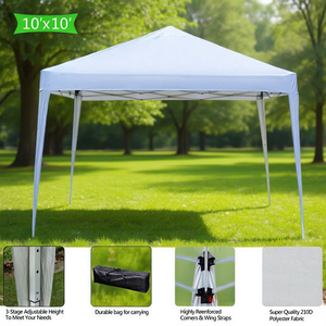 Tente pliante 10x10 pieds, imperméable, avec structure en aluminium, pour extérieur - Product Image 2