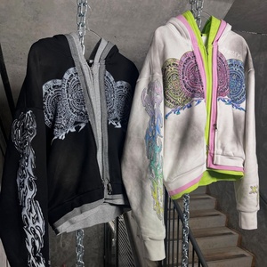 Sudaderas con capucha pesadas personalizadas para hombre, de alta calidad, con triple cremallera, estilo boxy y corte cropped, para fabricantes de ropa. - Product Image 1