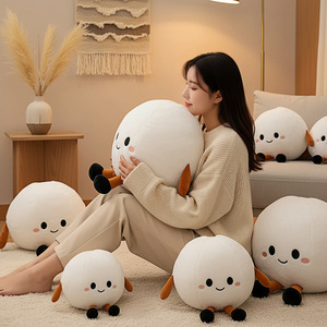 Peluche de ping-pong de dessin animé en gros avec coussin <span class=keywords><strong>mains</strong></span> <span class=keywords><strong>et</strong></span> <span class=keywords><strong>pieds</strong></span> pour dormir sur le lit, jouet en peluche ultra doux blanc OEM - Product Image 5
