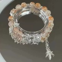 Bracelets en Cristal à Haute Esthétique, Nouveauté Polyvalente de Style Unique en Gros, Bracelets Joncs à Pompons et Perles pour Femmes et Filles