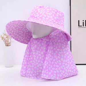 Sombrero de Pescador con Solapa para el Cuello, Estampado de Hojas Rosas, Protección UV, Sombrero para Adultos para Recolectar Té - Product Image 4