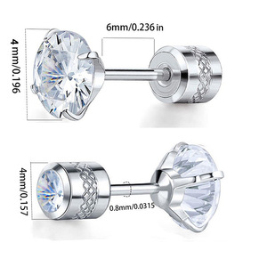 Clous d'oreilles en zircon 20G |   Boucles d'oreilles labret en acier inoxydable plaqué or PVD 18 carats, tige de 0,8 mm, pour piercing de cartilage |   Imperméable et hypoallergénique - Product Image 2