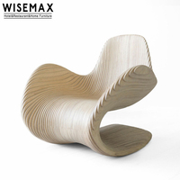 WISEMAX FURNITURE Fauteuil individuel de loisirs moderne et minimaliste en bois massif, au design irrégulier et unique, pour salon, maison et hôtel