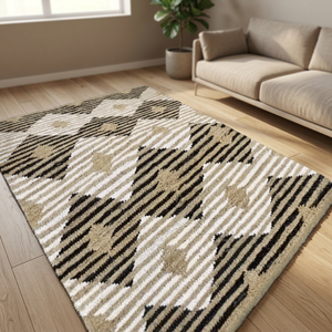Tapis rectangulaires en laine et jute tissés à la main, fibres naturelles, poils plats, style Ikat, pour la décoration de la maison et du salon, Inde - Product Image 2