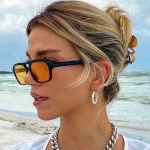 Gafas de Sol Cuadradas con Marco Pequeño Azul Retro de Moda 2022, Gafas de Sol de Piloto con Doble Puente para Mujer - Product Image 1