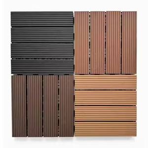 Wpc Interlocking Floor Tiles 12" X 12" <b>Plastic</b> Wood Composite Diy Decking Tile Wpc Outdoor Garden Used Patio Deck Tiles - Product Image 6