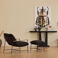 Fauteuil lounge nuage naturel japonais moderne, fauteuil en cuir, base en bois, salle à manger, loisirs, maison, salon, chambre à coucher