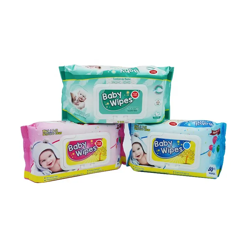 Produsen OEM tisu air Label pribadi tidak beraroma kualitas tinggi tisu basah bayi bukan tenun