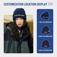 Bonnet en tricot unisexe personnalisé pour adulte, automne-hiver, avec logo en relief, personnalisation avec décoration en nœud, motif lettres pour le sport