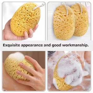 Bath Ball Essential Body Cleaner Oval Honeycomb Polyurethane Scrubbing <b>Sponge</b> 2 Pcs with Rope - Product Image 3
