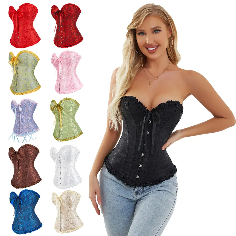 Lace & Brocade Overbust Corset Top Body Shapewear black fat slimming Waist Training white Corsets And Bustiers