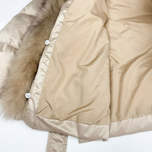 Veste en duvet de fourrure de renard véritable pour femmes Janefur en gros, taille plus, blanc doré, veste d'hiver pour femmes avec garniture en fourrure de renard - Product Image 4