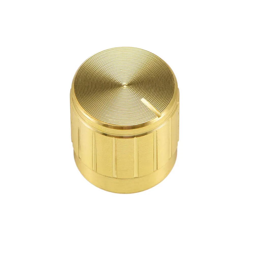 Daiertek זהב מתכת Liner פיד רוטרי פוטנציומטר בקרת ידיות כיסוי 17x17 מתכוונן עבור 6mm מחורץ פיר Dia.