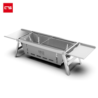 Nouveau style de barbecue portable au charbon de bois en acier inoxydable chromé, sans fumée, avec contrôle tactile de sécurité, pour 5+ personnes, camping