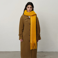 Écharpe en laine mélangée personnalisée avec logo de marque, style couverture chaude, pour l'automne et l'hiver, avec franges