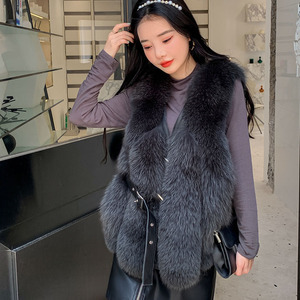 Gilet en fausse fourrure pour femme, court et sans manches, chaud pour l'hiver, en fourrure de renard, vêtement d'extérieur décontracté et élégant - Product Image 6