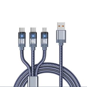 Nuevo Producto: Cable de Datos USB Tipo-C de 100W 3 en 1 con Pantalla LED para Teléfono Móvil, Carga Rápida de 6A para Uso en Automóvil - Product Image 4