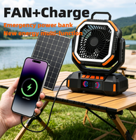 Ventilateur de camping multifonctionnel télécommandé avec minuterie, facile à utiliser, lumière LED, recharge USB, ventilateur rechargeable pour l'extérieur, 40000 mAh