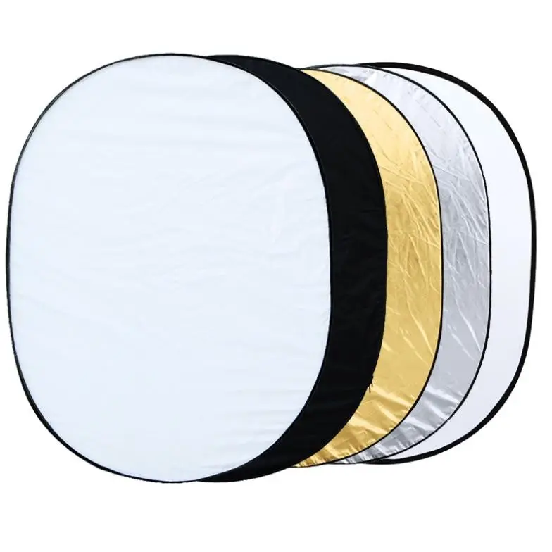 Good Light Reflector 5 in 1 Oval zusammenklappbare Multi-Disc mit Tasche durchsichtig, silber, gold, weiß und schwarz für Fotografie