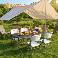 Table d'appoint pliable en plastique rotin de haute qualité, 6 pieds, pour camping et extérieur